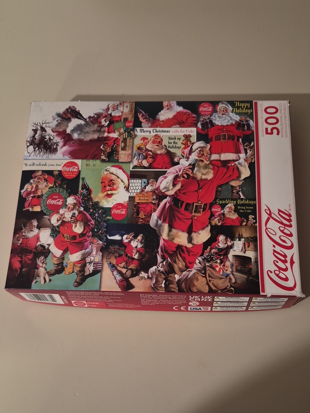 Coca-Cola Vintage Santa Collage Puzzle - Red and White Holiday Edition 500 Pc